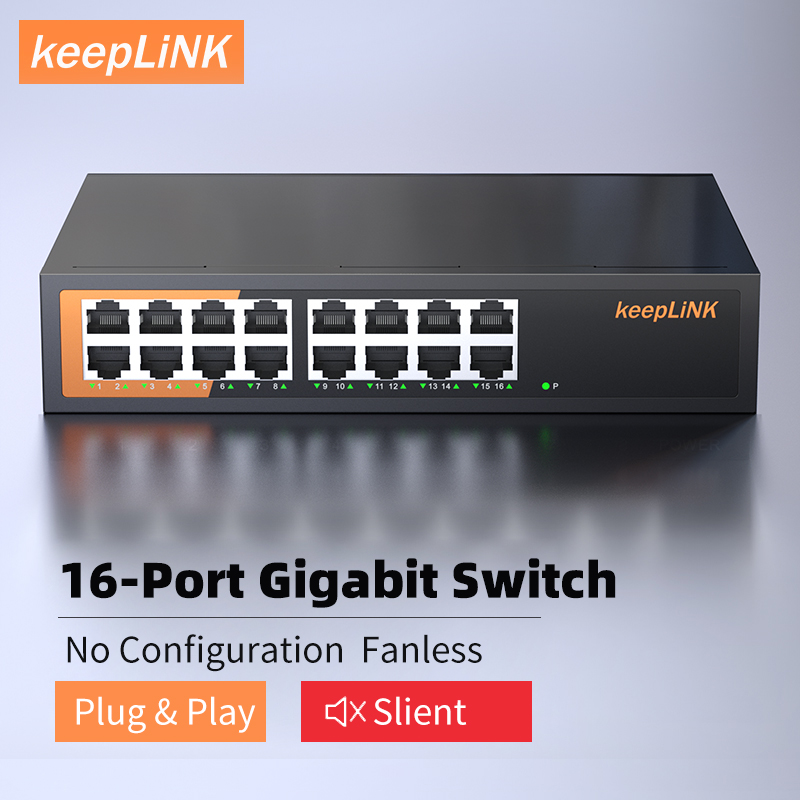 Power Over Ethernet - محول KeepLink ذو 16 منفذ جيجابت