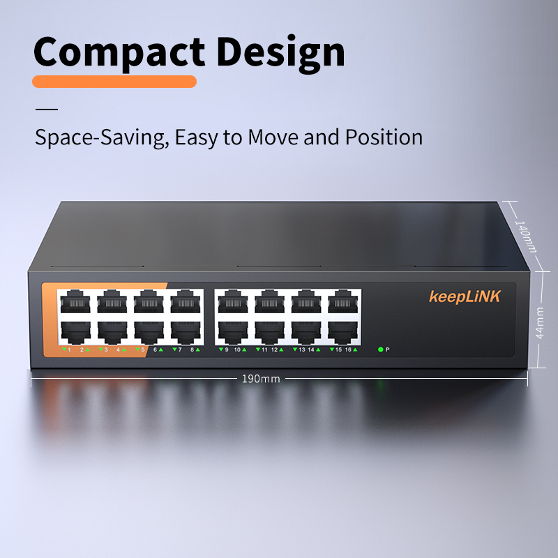 محول KeepLink ذو 16 منفذ جيجاب - مراجعة Power Over Ethernet وسعره